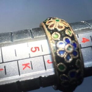 Floral Enamel Ring in Black and Blue